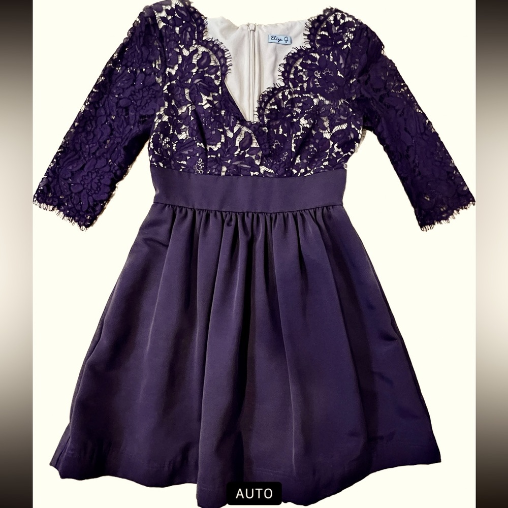 Eliza J eggplant purple lace dress size 2/4.